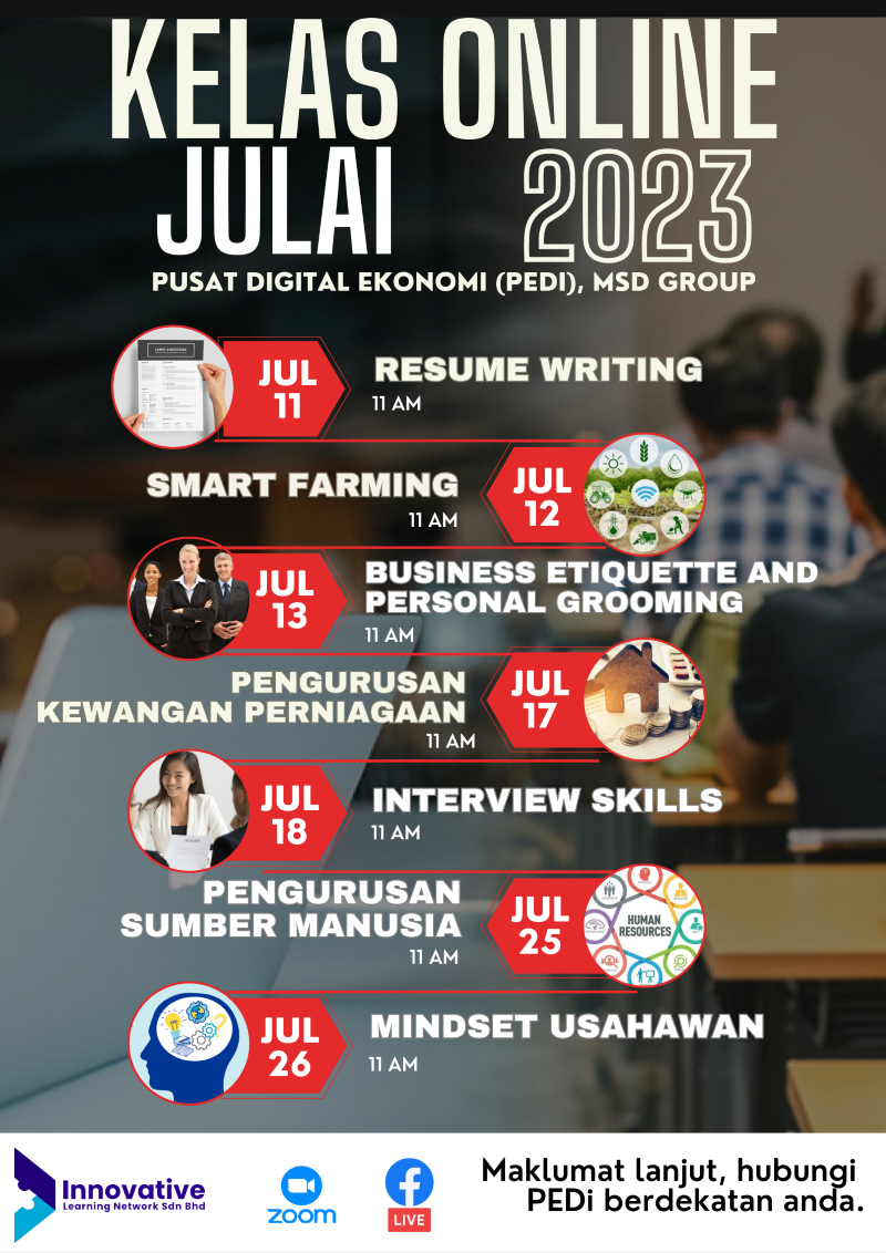 E-Poster - Kelas Online PEDi  Komuniti- Julai 2023